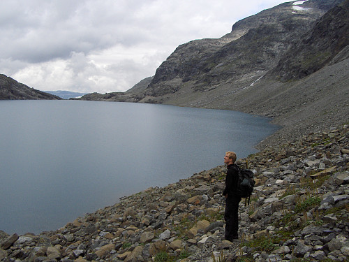 Ved Andrevatnet i Morka-Koldedalen, hvor normalvegen til Falketind går opp på høyre side av vatnet