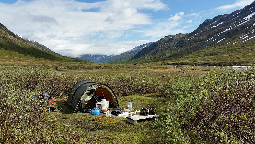 Teltplass i Visdalen ved Spiterstulen.