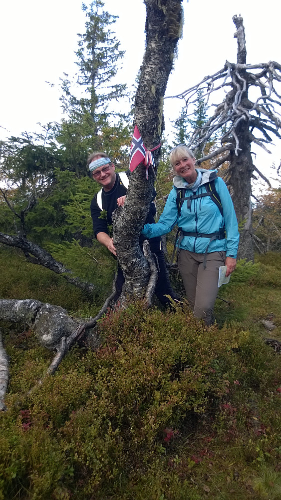Øyvind og Liss hadde vært her på toppen og og satt igjen flagget 30/428 kommunetopper. Ikke første gang vi ser denne markeringen på en kommunetopp