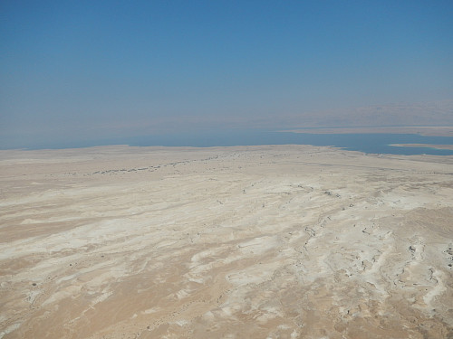 Utsikt fra Masada mot Dødehavet, jordens laveste punkt