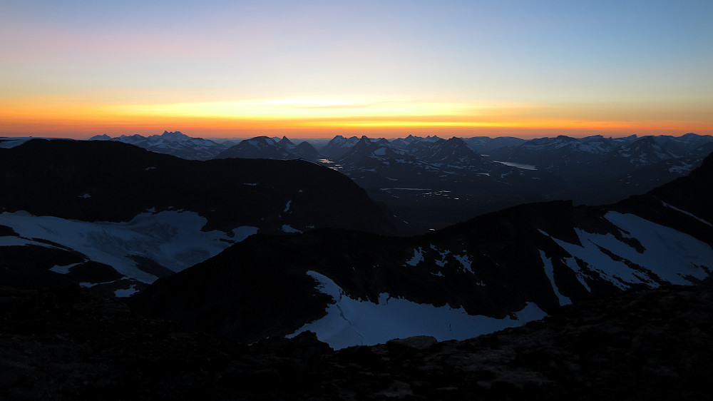 Solnedgang fra Langedalstinden
