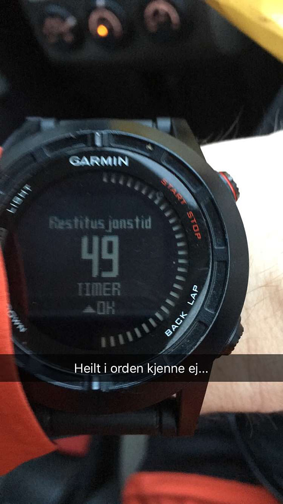 Helt til slutt, relativt sliten, så var der trøst å finne i teknologien. 49 timers restitusjon anbefalte klokken, og det tror jeg jammen jeg skal sørge for å få. Takk for turen!