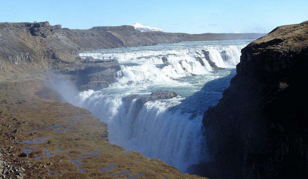 Gullfoss var fin etter mye nedbør de siste dagene.