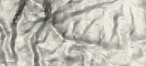 Google maps. Svart=vei, grønn=ruta, rød=blindspor. Bør kunne gå an å finne frem med dette kartet, selv om google maps er unøyaktig.
