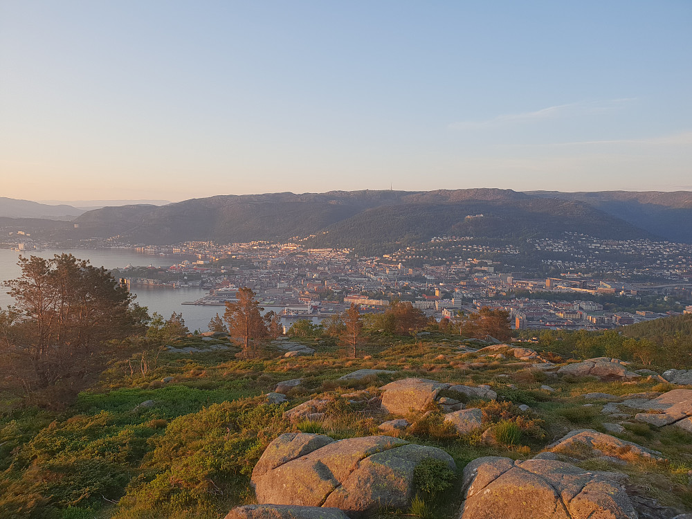 Fra Damsgårdsfjellet mot Bergen sentrum.