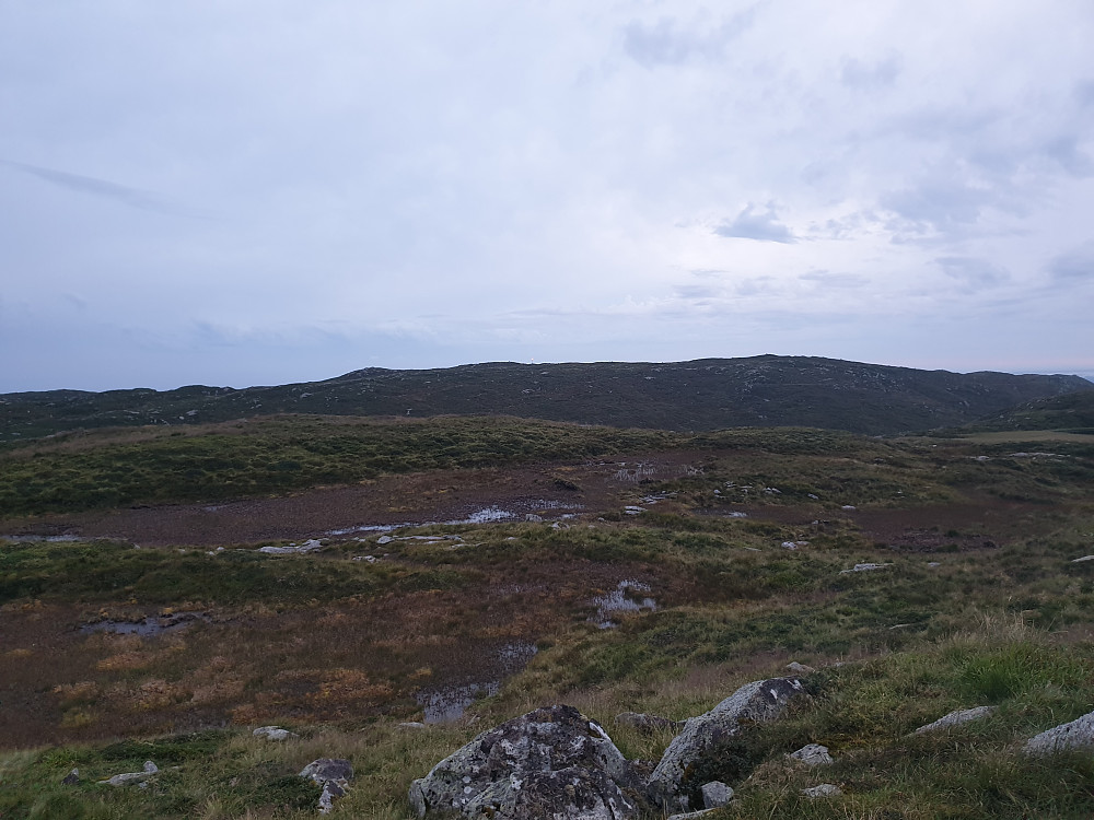 Fra Borga mot vest. Masten på Rundemanen er såvidt synlig bak Grønetua.