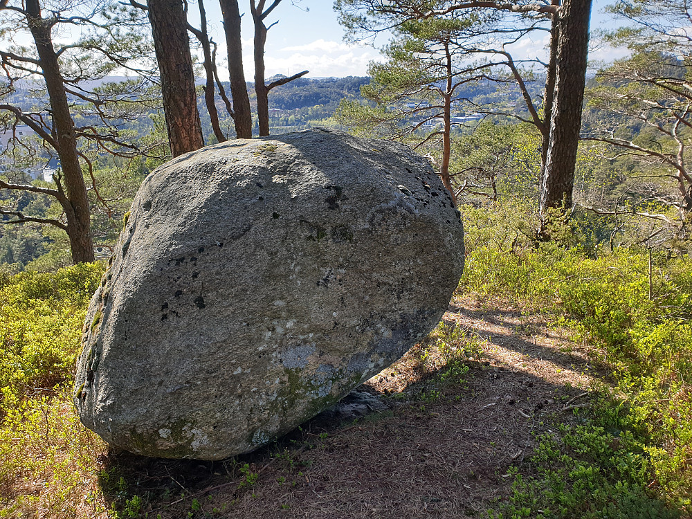 Stor stein på toppen av Hesjaholten.
