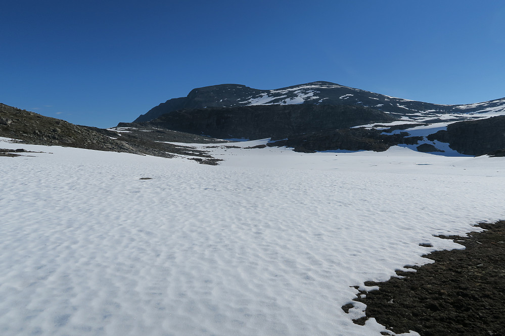Noe tynt med snø innover mot Kleneggen, men vi fikk mer eller mindre sammenhengende skiføre opp til 1800 moh.