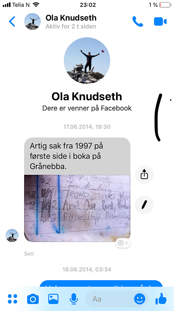 Bilde en kollega tok og videresendte i 2016.