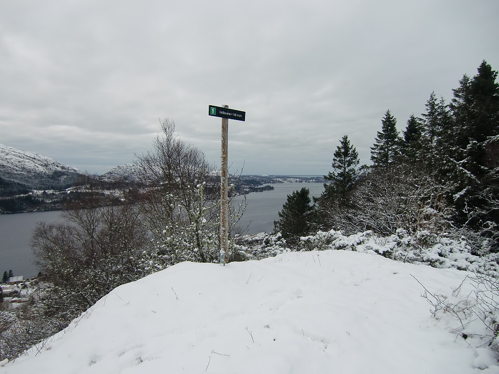 Toppen på Vetåsveten med utsikt mot Radfjorden og Meland