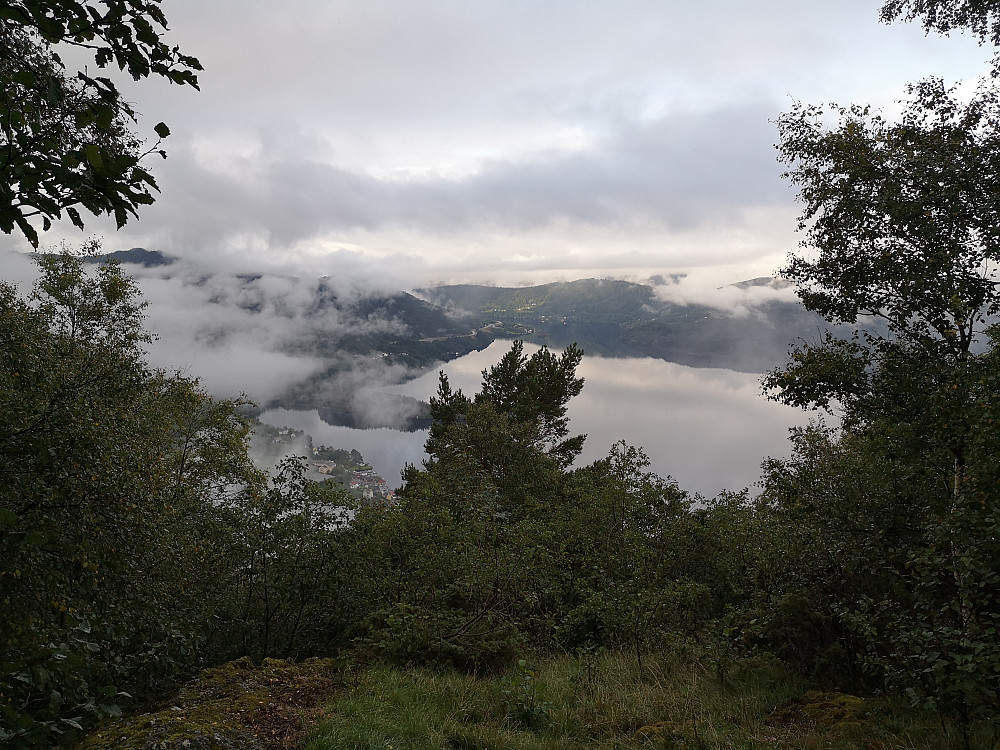Utsikt mot Samnangerfjorden fra Utsiktspunktet. 