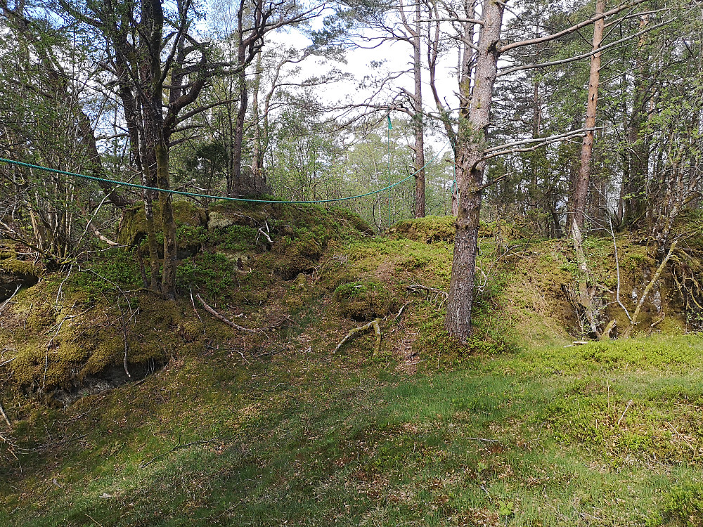 Toppen på Hykkelåsen. Her var det et lekeområde med div. klatretau mellom trærne. 