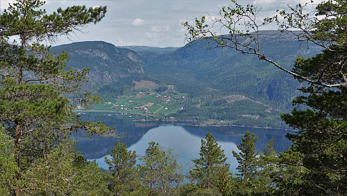 Utsikt nordøst mot Lauvdal og Lyseheii på vei ned fra Skogen.