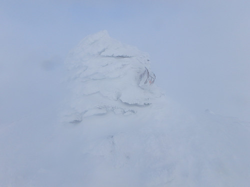 Varden på Kvannfjellet. Mye vind på toppen i dag.