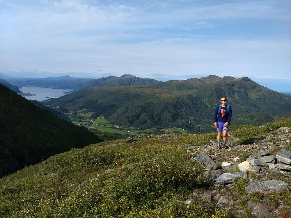 Over skogrensa, ved stidelet. Ingenting å utsette på været.