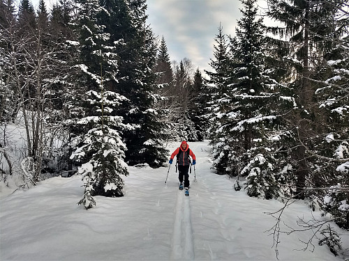 Akkurat her var det bra, men tynt snødekke uten såle i starten.