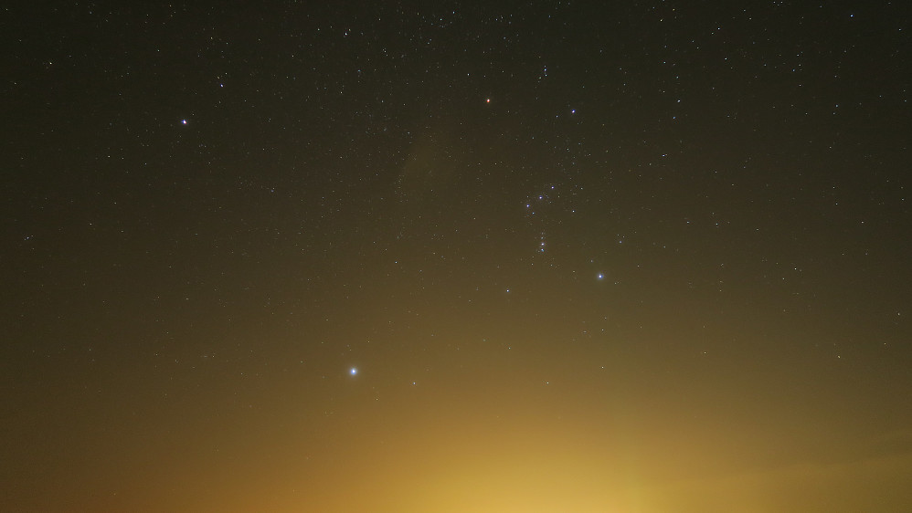 Orion med sine sterke stjerner. Litt forstyrra av lysforurensning fra byen 