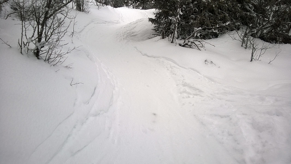 Til fots opp et half-pipe-linknende skispor.