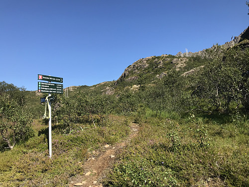 Dette skiltet sees godt fra veien, parkeringen er 500 meter før du kommer hit!