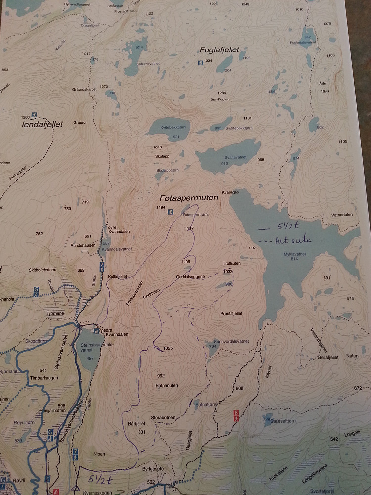 Turkart Botnanuten -Goddalseggane - Fotasperrdalen