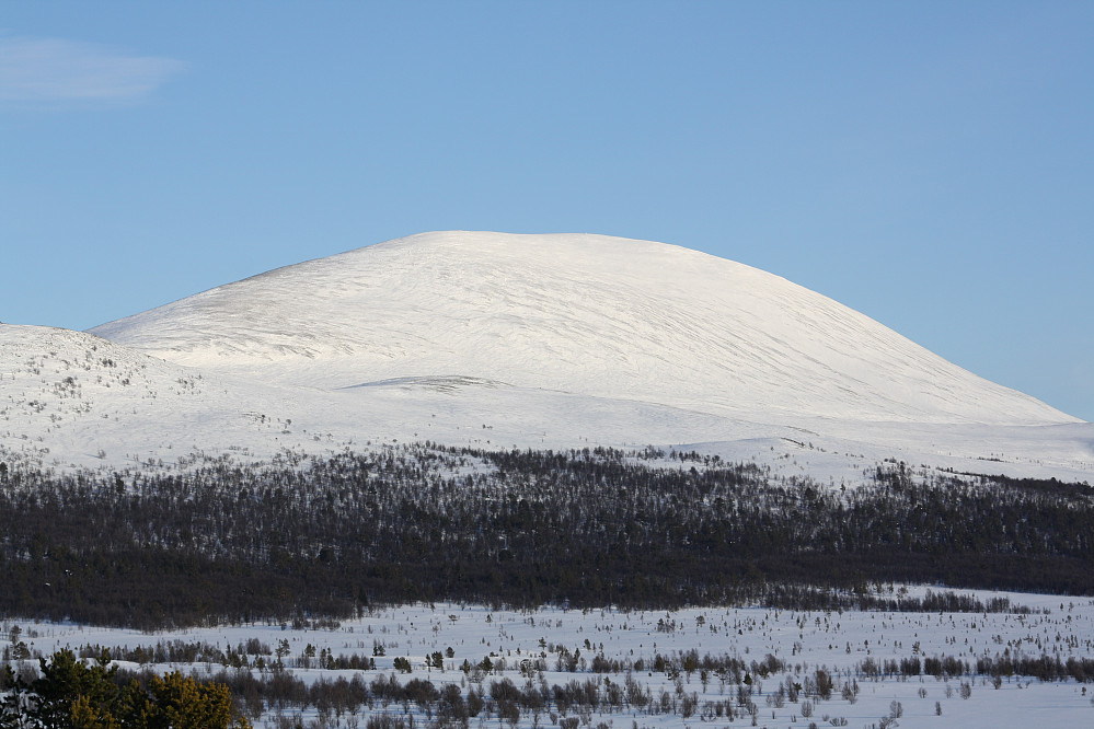 Heidalsmuen i vinterdrakt. Bildet tatt fra Stålene