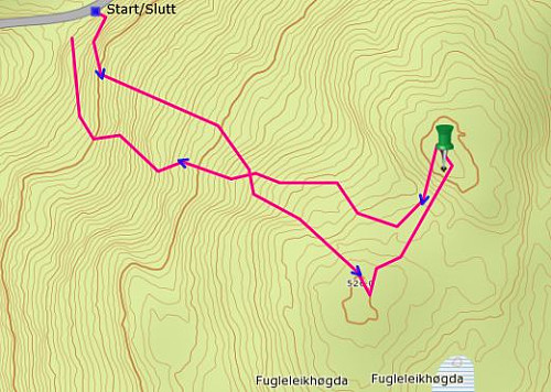 Fugleleikhøgda - 0,7 km - 19 min