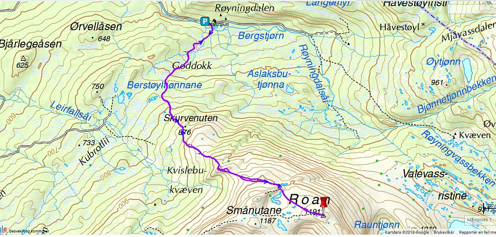 Turen til Roan: 2 timer og 53 minutter - 7,9 km - 581 høydemeter