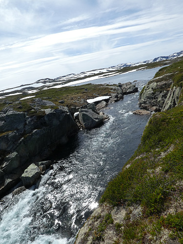 Øverste del av stryket mellom 1154 vannet og Øvre Kroksjøen som vi padlet
