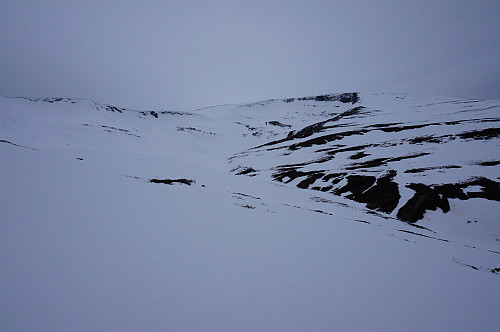 Mye snø i fjella selv om vi skriver 25 mai. Her mot Omnsråa.