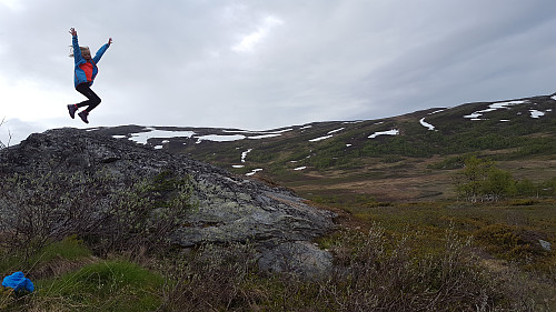 Aurora er en mester til å hoppe, her med Høghøa bak.