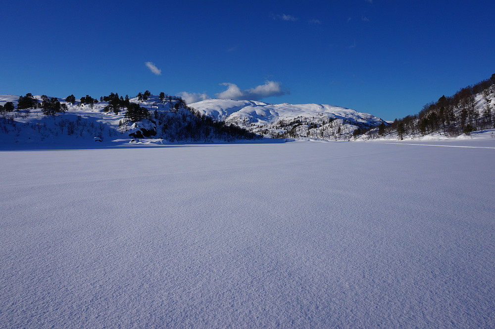 Gylvatnet meg dagens mål i bakgrunnen, Høgfjellet.