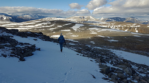 På tur ned fra Storhornet og videre over til Åmellomfjellet.
