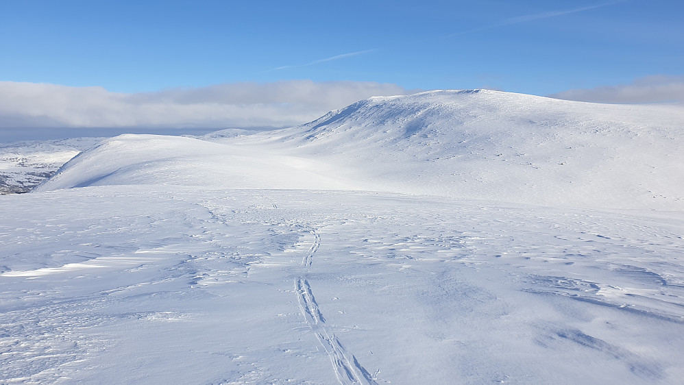  Åmellomfjellet nordøst og Storhornet bader i sol.