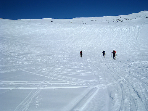 Er dette framtiden!!!....Skuterspor så det holder i fjellheimen. Tror jaggu de har hatt fest!!