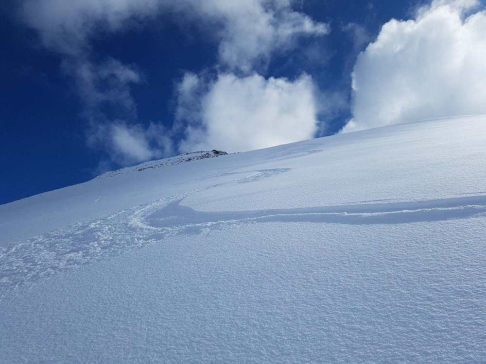 Kunne ikke klage på skiføret i nordsida på Bjørnarlågtinden.