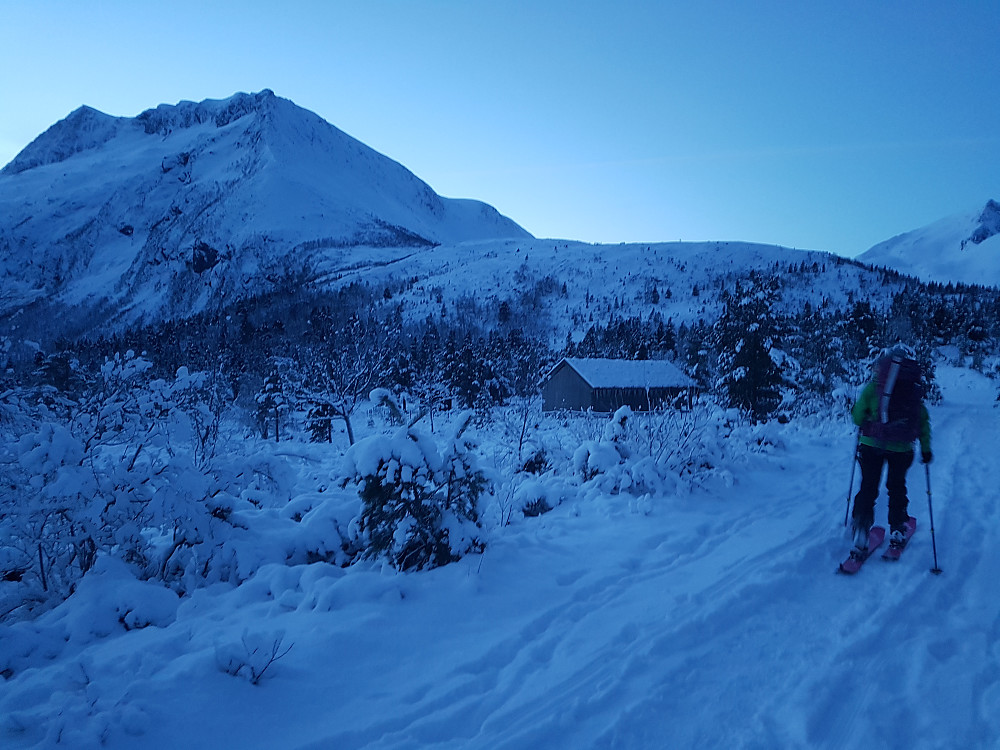 Fjærlett snø og 10 minusgrader på Halåssetra.