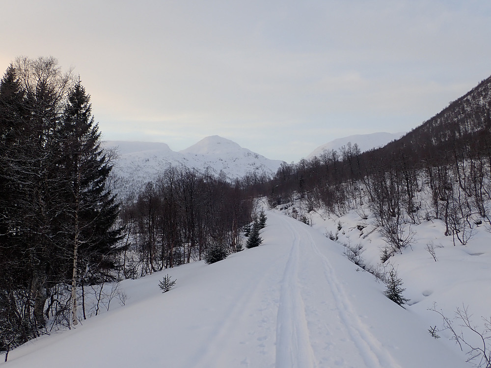 Som seg hør og bør letta det da vi kom ned til bilen. Hattemakaren midt i bildet med Stabbefjellet til høyre.