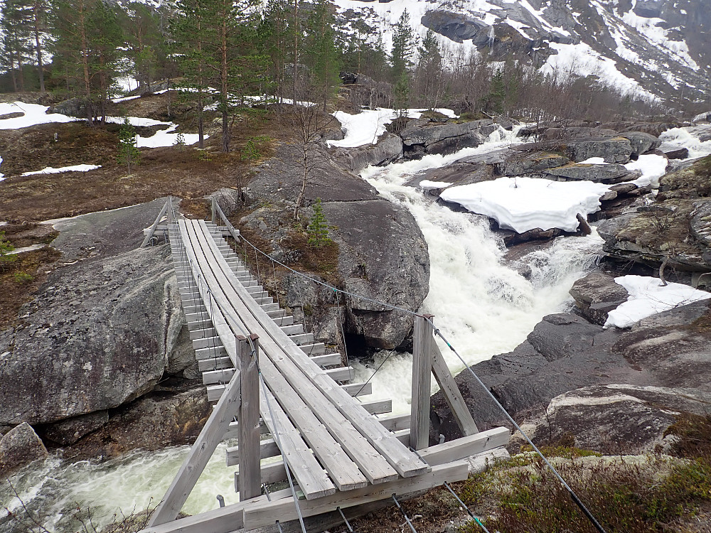 Nedkjøringa fra Slettdalsfjellet var et lite mareritt på sugeføret i dag. Høydepunktet var at brua over elva nede ved Fremste Kaldhussætervatnet var der den skulle være.