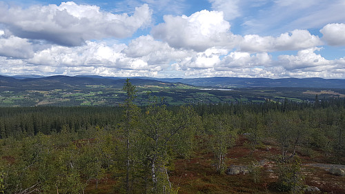 Utsikt mot nordaust, på veg ned frå toppen.