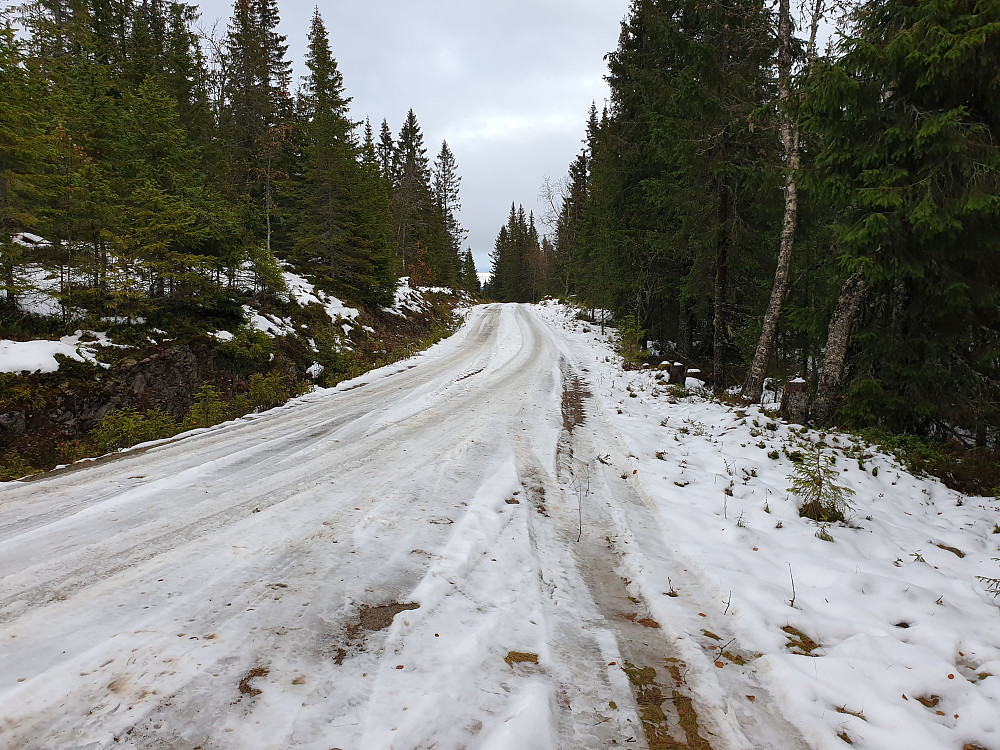 Nede ved bilen att. Lurt at eg hadde skifta til vinterdekk før turen.