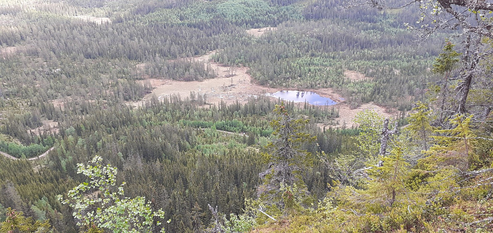Bratt ned til bilen, ca 180 høydemeter og ca 3-400 meter i luftlinje.
