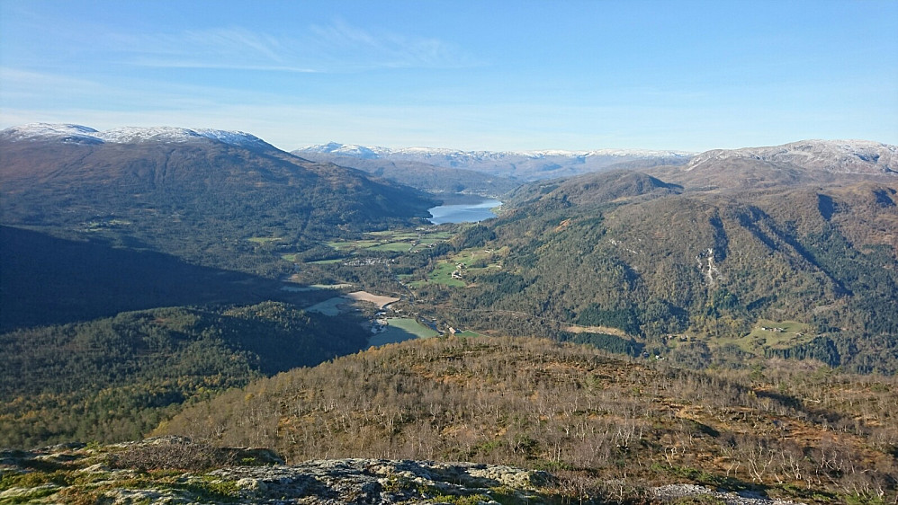 960 m. Plutselig over tregrensen. Utsikt mot Oppheimsvatnet. Lønahorgi i det fjerne.