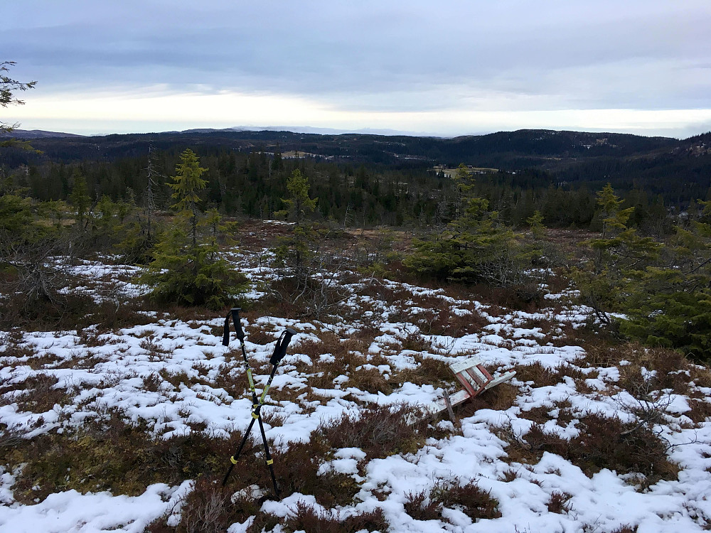 Toppunktet på Grønliklummpen.Toppmerket ligger nede som på mange andre toppunkt i kommunen.