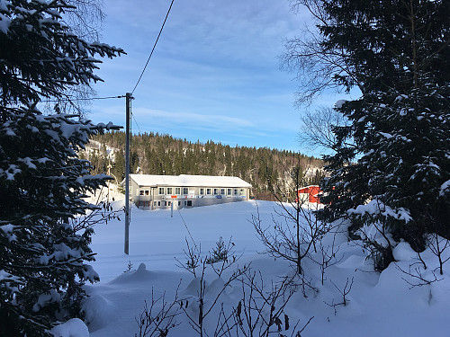 Hovedbygget på Leksvik skistadion.