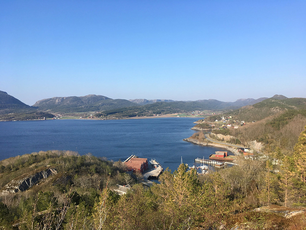 Utsikt fra toppen ned mot Hasselvika sentrum.