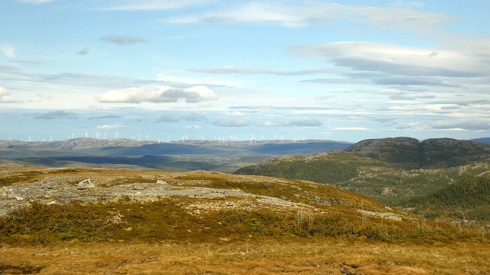 Utsikt mot Blåheia (høyre) og Storheia bak med sine "utvekster"