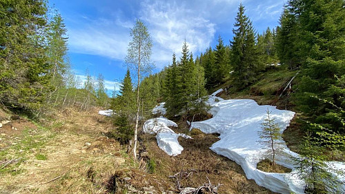 Møtte på noen snøflekker allerede litt nordøst for Bjørvatnet.
