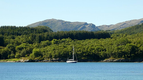 Turister på besøk.Hårfjellet i bakgrunn.