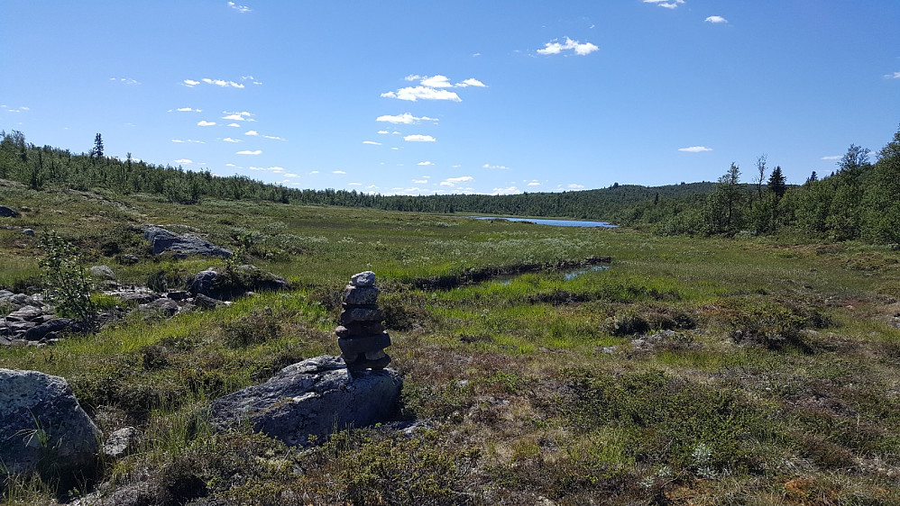 Varde på råket mellom Skruvdalsbua og Reinsjøbua, Skruvdalstjernet i bakgrunnen