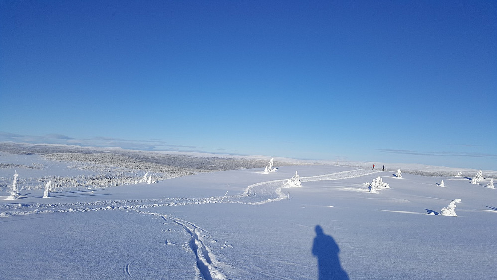 På Steinvikfjell, toppunktet markert der de to personene står, men Peakbook-punktet der jeg står